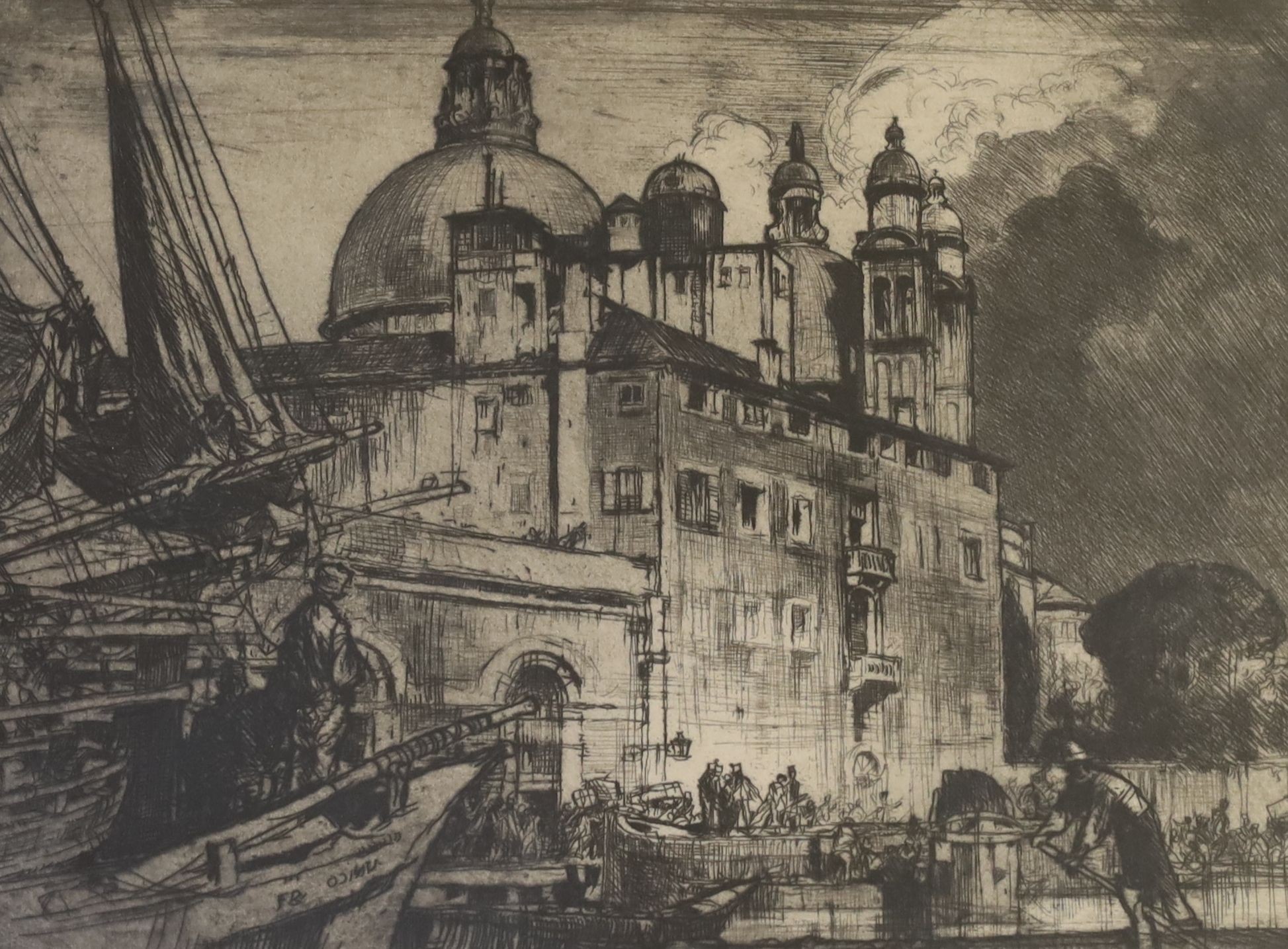 Frank Brangwyn (1867-1956), etching, The Salute from the Giudecca, signed in pencil, 28 x 36cm